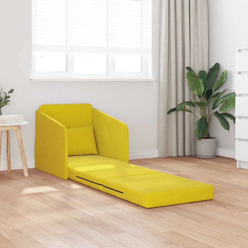 vidaXL Κρεβάτι καναπές Κίτρινο 65 x 80 x 83 εκ. Βελούδο