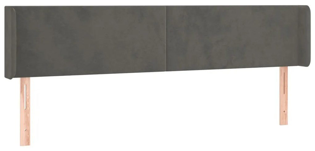 Κεφαλάρι με Πτερύγια Σκούρο Γκρι 163x16x78/88 εκ. Βελούδινο 3118543