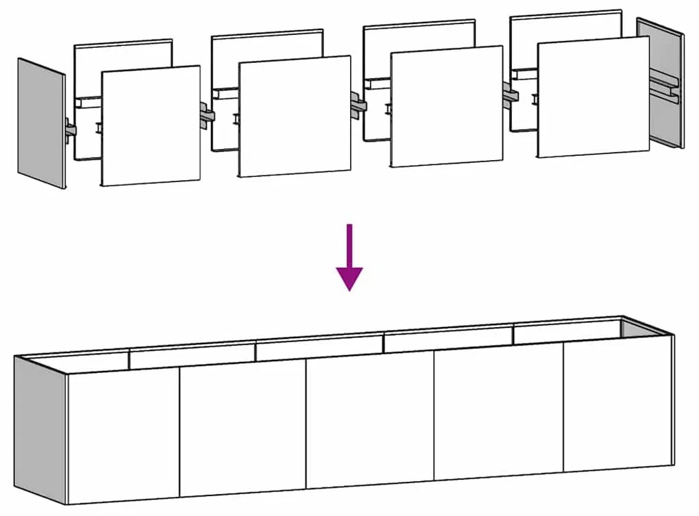 vidaXL Ζαρντινιέρα Λευκή 200x40x40 εκ. από Χάλυβα Ψυχρής Έλασης