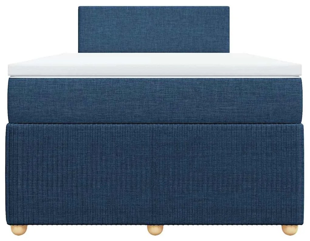 vidaXL Κρεβάτι Boxspring με Στρώμα Μπλε 120x190 εκ. Υφασμάτινο