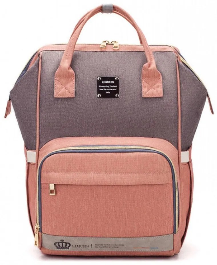 Τσάντα Μωρού Πλάτης B-254 39x30x22 Pink-Grey Lequeen Ύφασμα