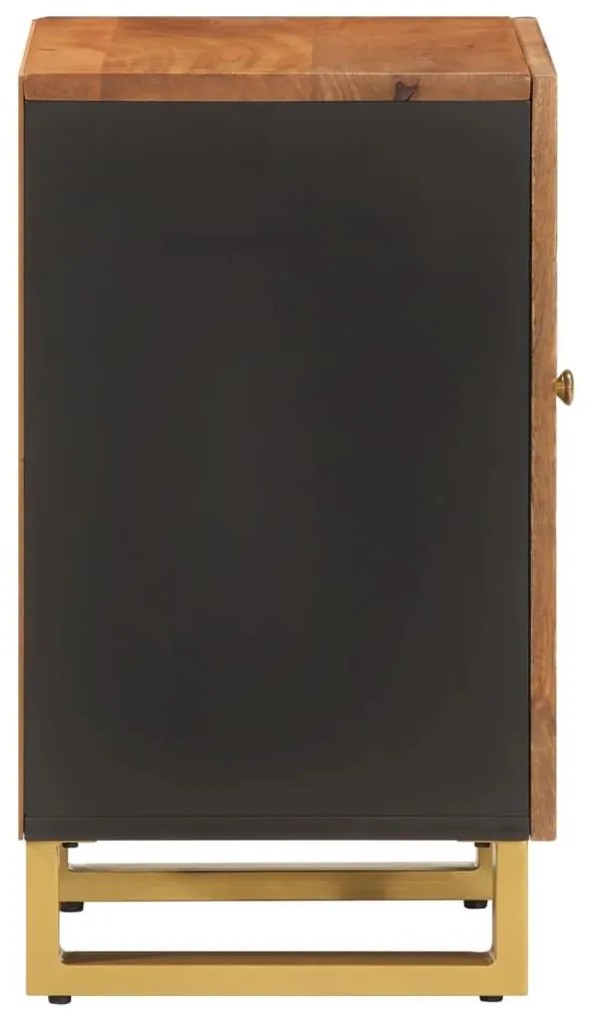 Ντουλάπι Μπάνιου Καφέ/Μαύρο 38x33,5x58 εκ. Μασίφ Ξύλο Μάνγκο - Καφέ