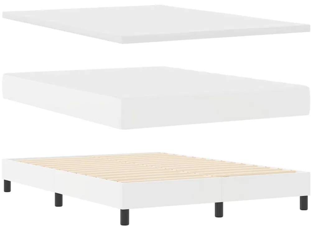 vidaXL Κρεβάτι με Στρώμα με στρώμα Λευκό 140 x 190 cm Τεχνητό δέρμα