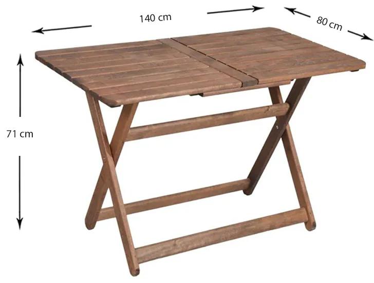 Τραπέζι πτυσσόμενο Klara Megapap από ξύλο οξιάς σε χρώμα καρυδί εμποτισμού 140x80x71εκ. - Ξύλο - GP013-0023
