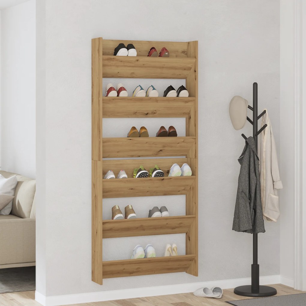 vidaXL Ντουλάπες παπουτσιών τοίχου 2 pcs artisan δρυς 60 x 18 x 60 εκ