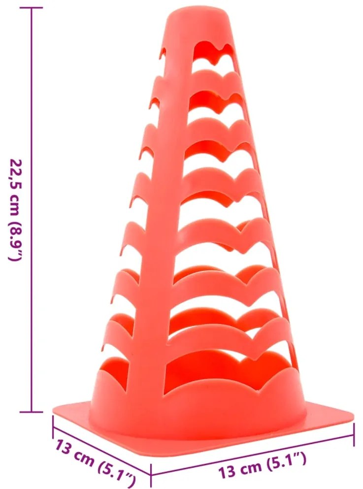 vidaXL Κώνοι ποδοσφαίρου 6 τμχ στοιβαζόμενοι πορτοκαλί 13x13x22,5 εκ.