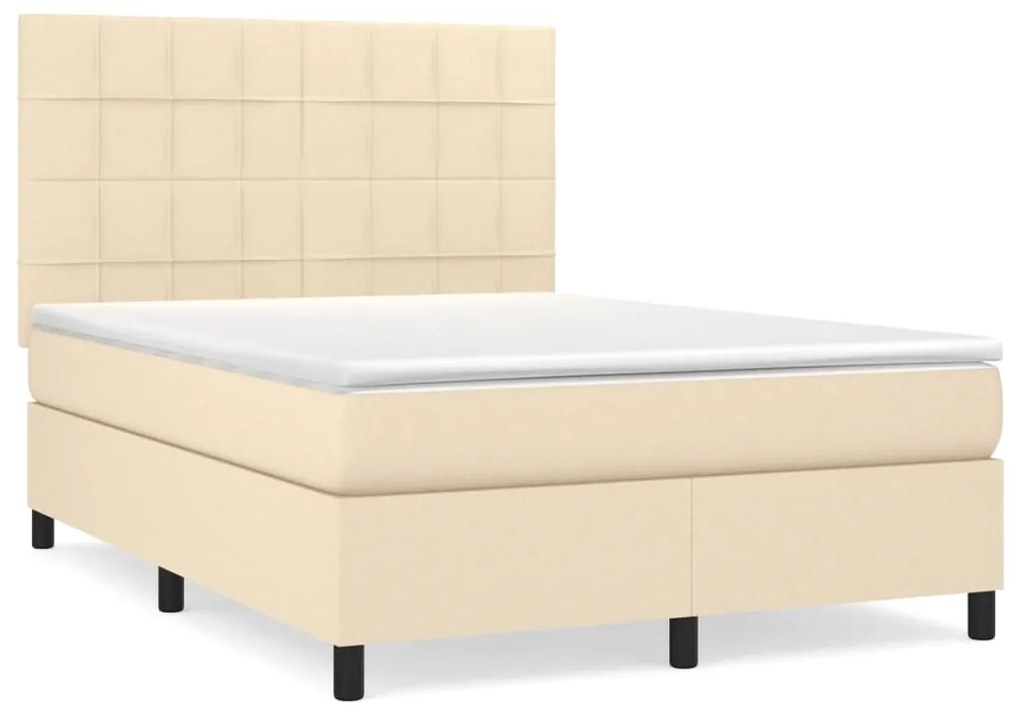 ΚΡΕΒΑΤΙ BOXSPRING ΜΕ ΣΤΡΩΜΑ ΚΡΕΜ 140X190 ΕΚ. ΥΦΑΣΜΑΤΙΝΟ 3141774