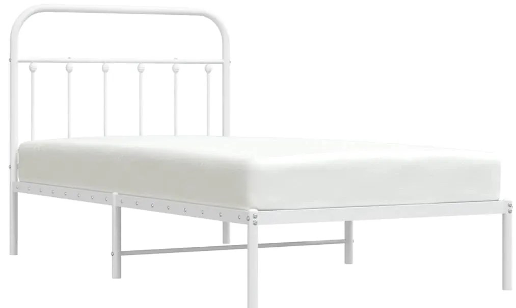 vidaXL Πλαίσιο Κρεβατιού με Κεφαλάρι Λευκό 100x190 εκ. Μεταλλικό