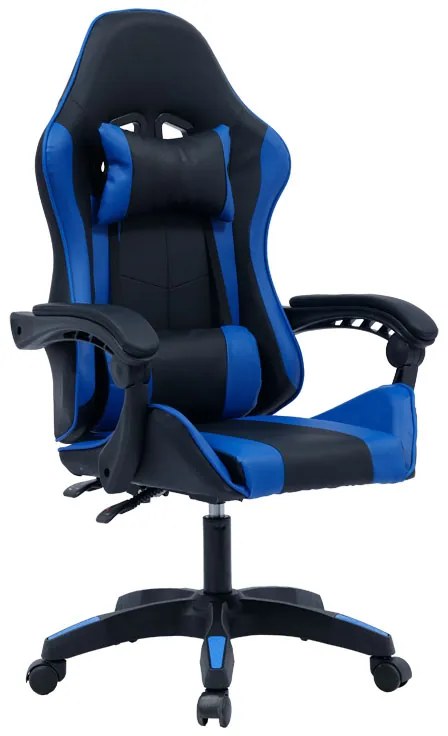Καρέκλα γραφείου gaming William pakoworld PU μαύρο-μπλε