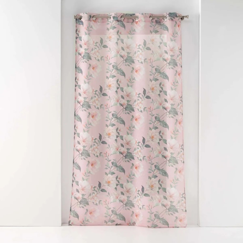 Κουρτίνες Douceur d intérieur  PANNEAU A OEILLETS 140 x 240 CM VOILE SABLE IMPRIME ALISSIA ROSE