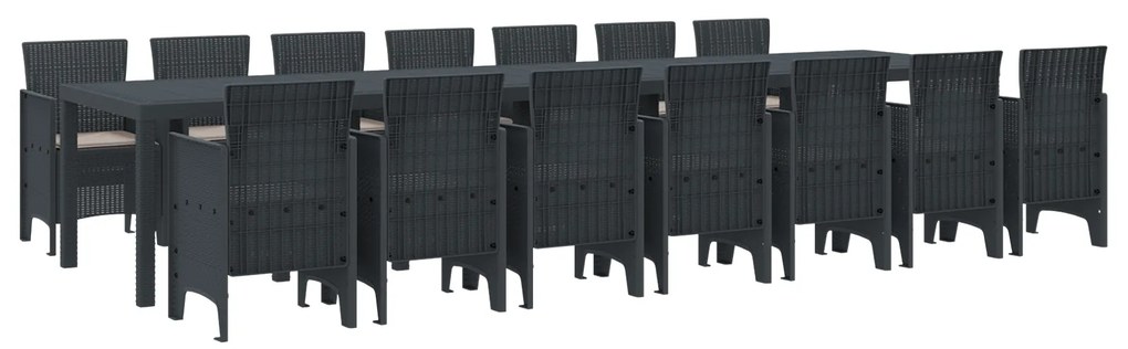 vidaXL Σετ Τραπεζαρίας Κήπου με Μαξιλάρια 15 pcs Ανθρακί Μεγάλο