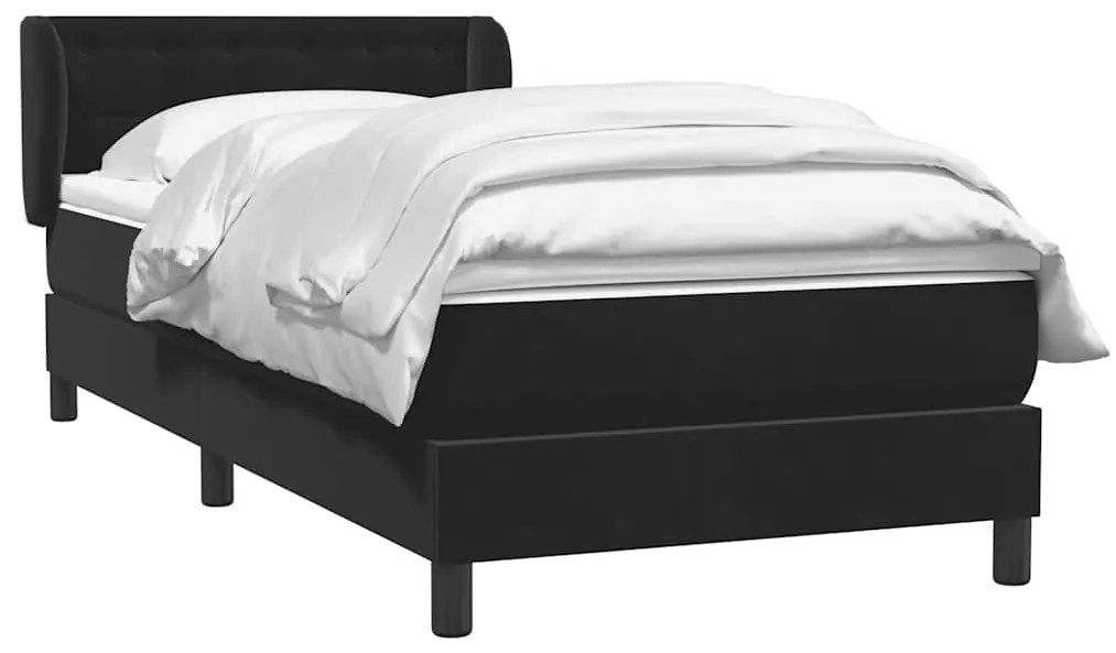 vidaXL Κρεβάτι Boxspring με Στρώμα Μαύρο 80x220 εκ. Βελούδινο