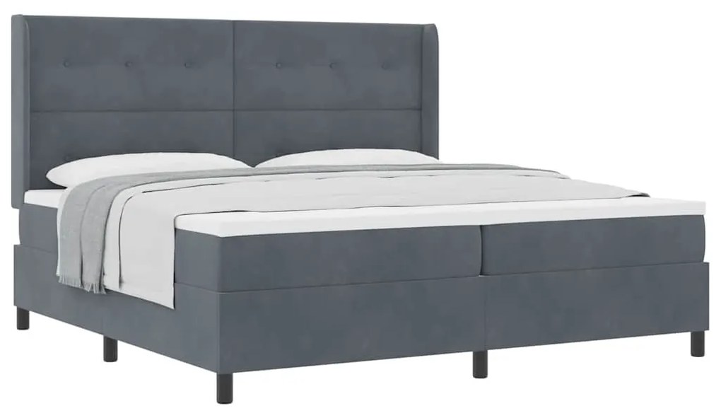 vidaXL Κρεβάτι με ελατήρια Σκούρο γκρι 200 x 200 cm Βελούδο