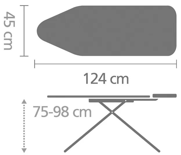 Σιδερώστρα Brabantia C 124x45cm 7 θέσεις ρύθμισης, Σιδερένια βάση, Μπλε