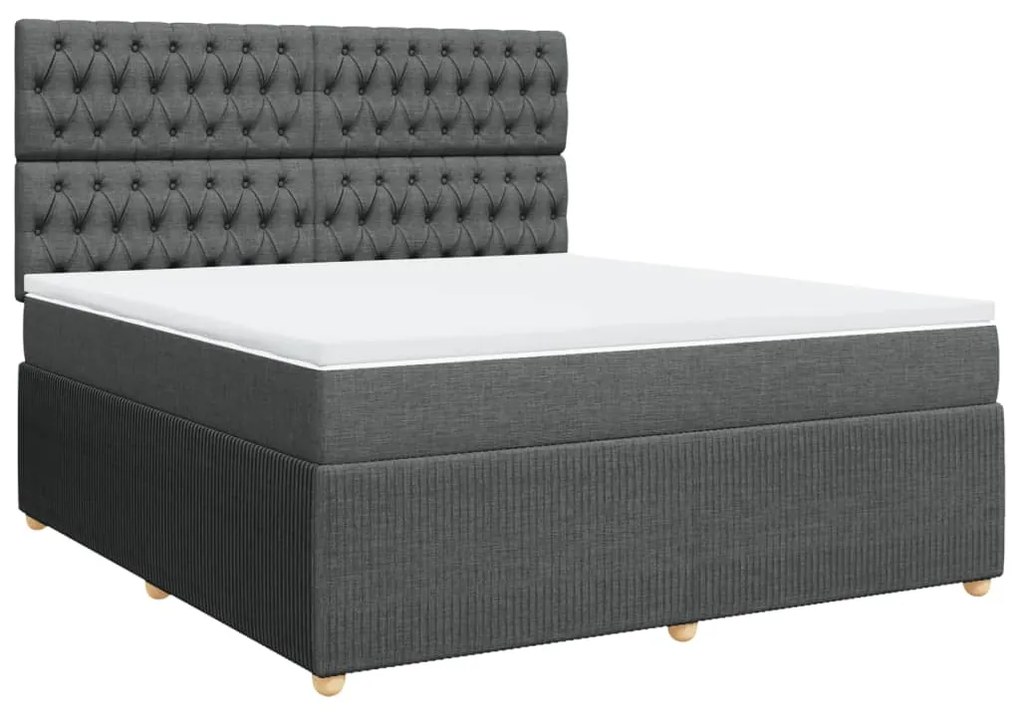 Κρεβάτι Boxspring με Στρώμα Σκούρο Γκρι 180x200 εκ Υφασμάτιν - Γκρι