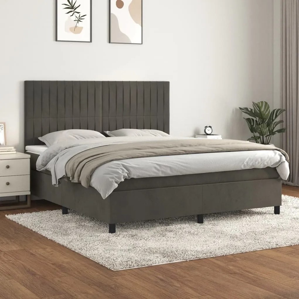 ΚΡΕΒΑΤΙ BOXSPRING ΜΕ ΣΤΡΩΜΑ ΣΚΟΥΡΟ ΓΚΡΙ 160X200 ΕΚ. ΒΕΛΟΥΔΙΝΟ 3143152