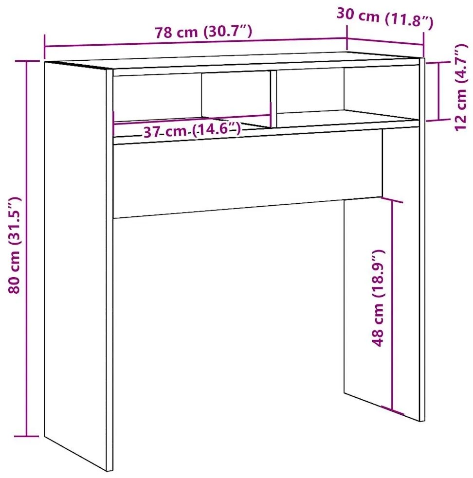 Τραπέζι Κονσόλα Αρτισιανή Δρυς 78x30x80 εκ Επεξεργασμένο Ξύλο - Καφέ