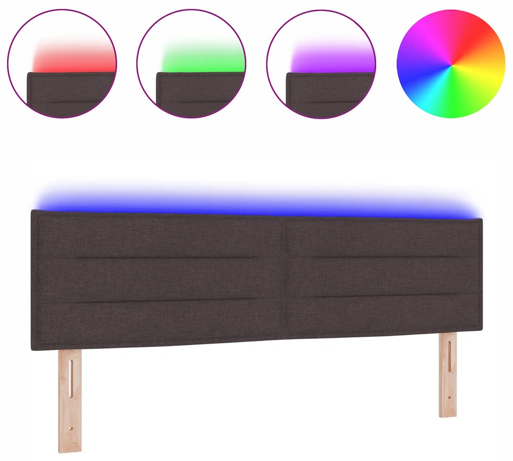 vidaXL LED Κεφαλάρι Γραμμών Σχεδίασης Σκούρο Καφέ 72 εκ Ύφασμα