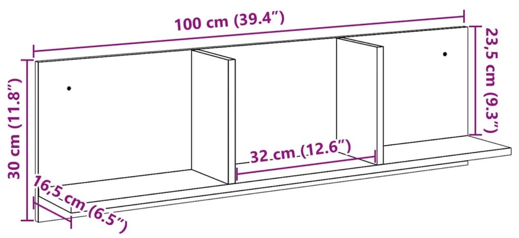 ΝΤΟΥΛΑΠΙ ΤΟΙΧΟΥ SONOMA ΔΡΥΣ 100X16,5X30 ΕΚ. ΕΠΕΞΕΡΓΑΣΜΕΝΟ ΞΥΛΟ 854861