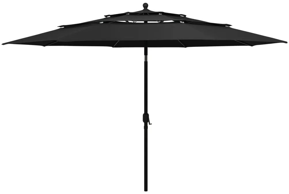 vidaXL Ομπρέλα Κήπου 3 Επιπέδων Μαύρη 3,5 μ. Ιστό Αλουμινίου