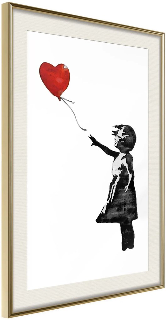 Αφίσα - Banksy: Girl with Balloon II - 30x45 - Χρυσό - Με πασπαρτού