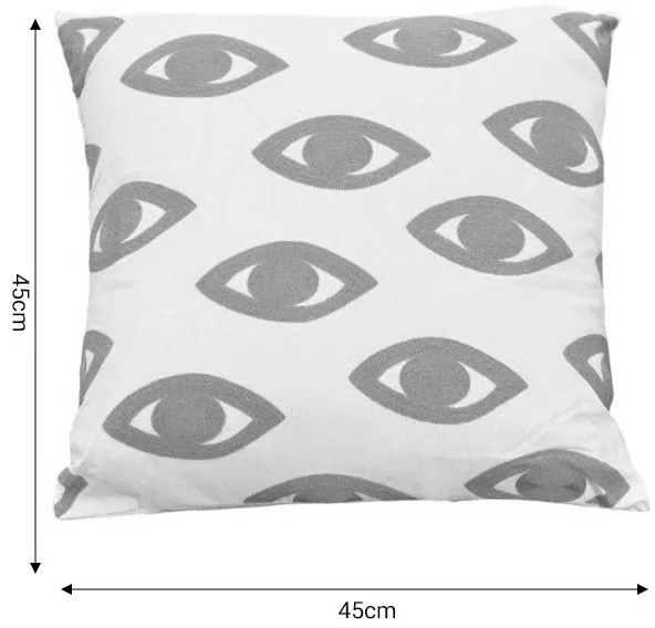 Μαξιλάρι Eyes Inart φυσικό-λευκό ύφασμα 45x45x2.5εκ 45x2.5x45 εκ.