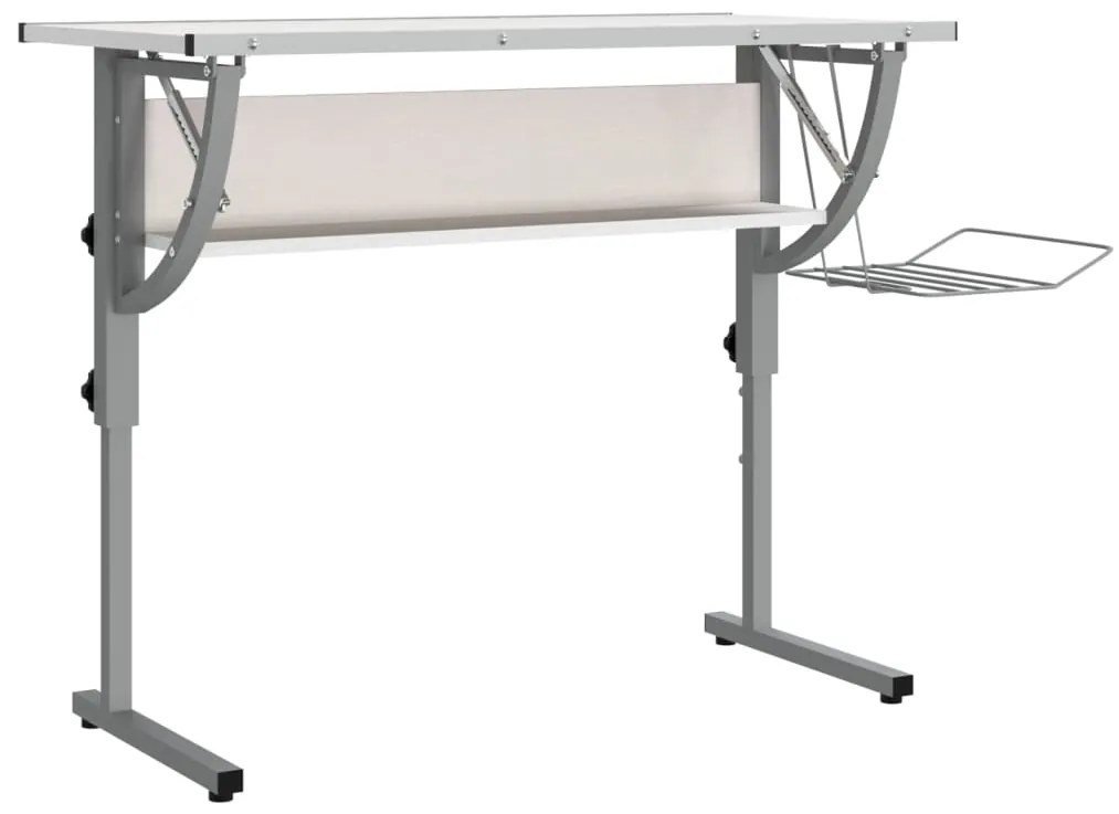 vidaXL Γραφείο Χειροτ. Λευκό/Γκρι 110x53x(58-87) εκ. Επ. Ξύλο&amp;Ατσάλι