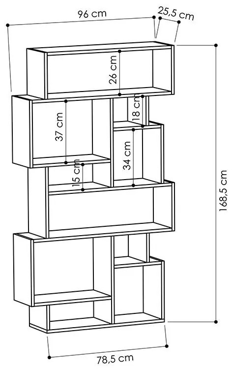 Βιβλιοθήκη Karmato χρώμα φυσικό 96x25,5x168,5εκ