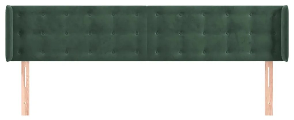 vidaXL Κεφαλάρι με Πτερύγια Σκούρο Πράσινο 203x16x78/88 εκ. Βελούδινο
