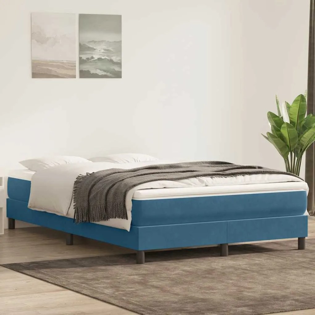 vidaXL Box Spring Κρεβάτι χωρίς στρώμα Σκούρο μπλε Βελούδινο