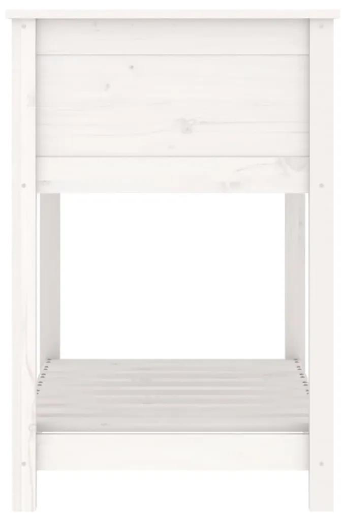 Ζαρντινιέρα με Ράφι Λευκή 82,5x54x81 εκ. Μασίφ Ξύλο Πεύκου - Λευκό