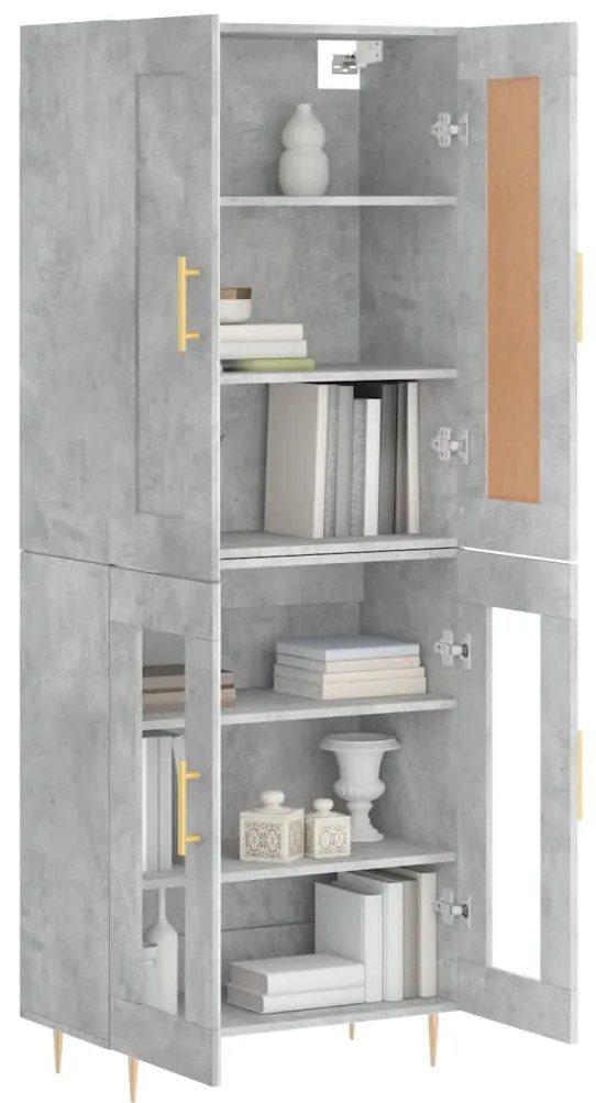 vidaXL Ντουλάπι Γκρι Σκυροδέματος 69,5x34x180 εκ. Επεξεργασμένο Ξύλο