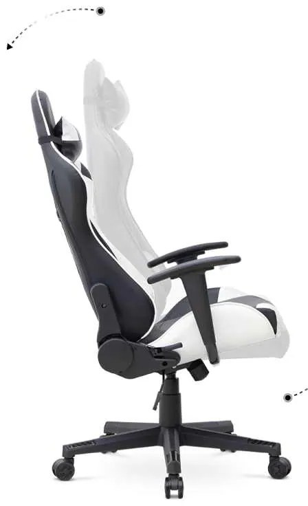 Καρέκλα γραφείου Gaming Alonso Megapap από τεχνόδερμα χρώμα λευκό - μαύρο 67x70x125/135 εκ.