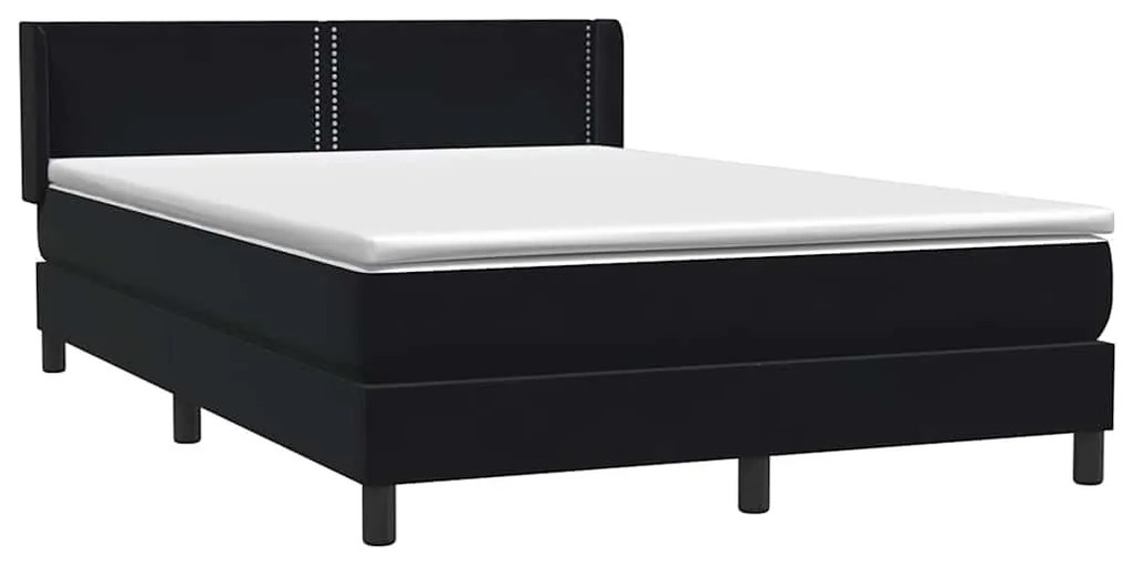 vidaXL Κρεβάτι Boxspring με Στρώμα Μαύρο 1140x210 εκ. Βελούδινο