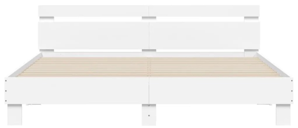 Πλαίσιο Κρεβατιού με Κεφαλάρι Λευκό 160x200 εκ. Επεξ. Ξύλο - Λευκό