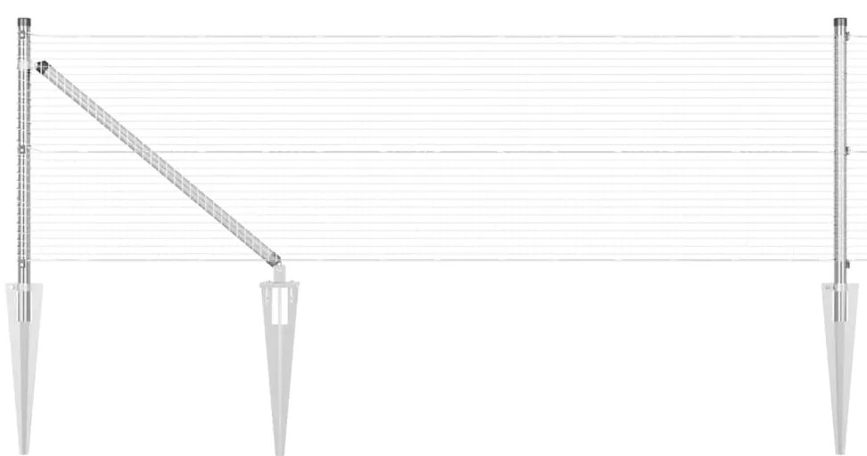 vidaXL Φράχτης με Στήλες. Ασημί 0.8 x 50 μ Ατσάλι