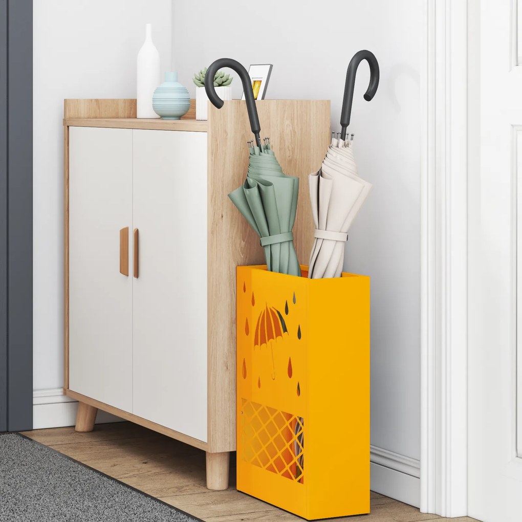 vidaXL Δοχείο Ομπρέλας Μουσταρδί, 28x12x41 εκ Χάλυβας