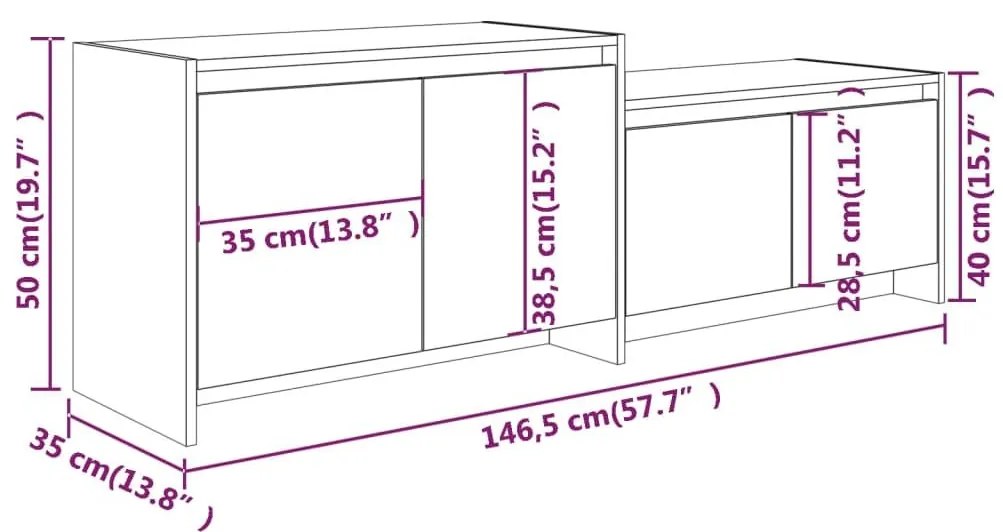 Έπιπλο Τηλεόρασης Τοίχου Λευκό 146,5 x 35 x 50 εκ. Επεξ. Ξύλο - Λευκό