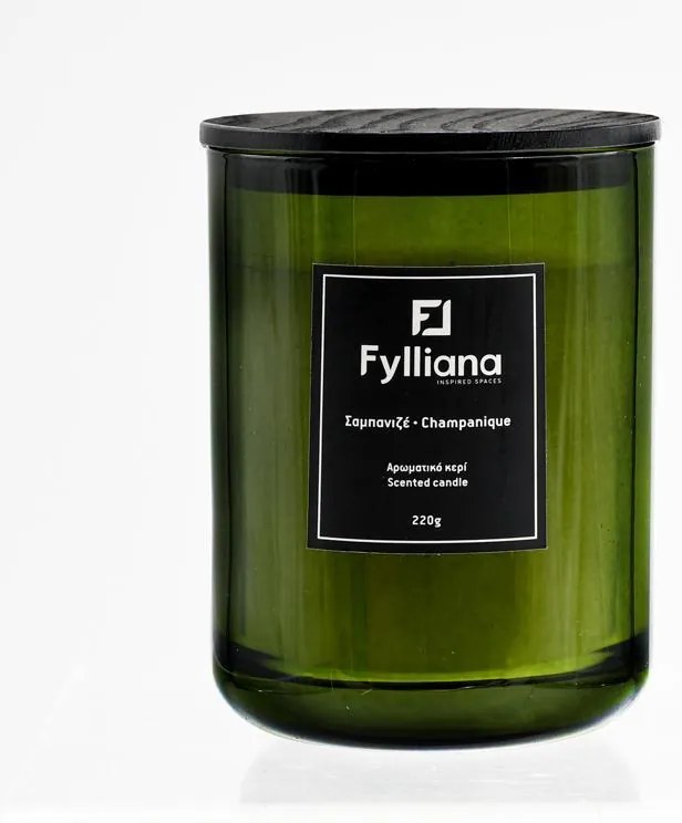 Αρωματικό Κερί FL80105 Fylliana "Σαμπάνια" σε Γυάλινο Βάζο Πράσινο Φ8x10,5 εκ. 8x8x10.5 εκ.