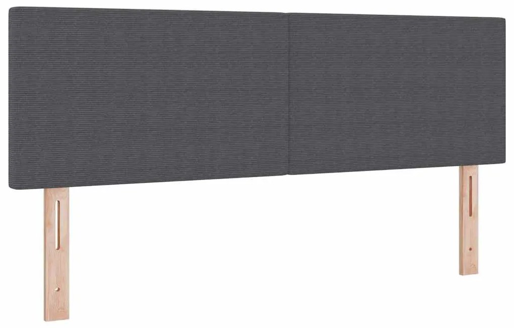 vidaXL Κεφαλάρι με κεφαλάρι Σκούρο γκρι 160 cm Ύφασμα Ριμπ