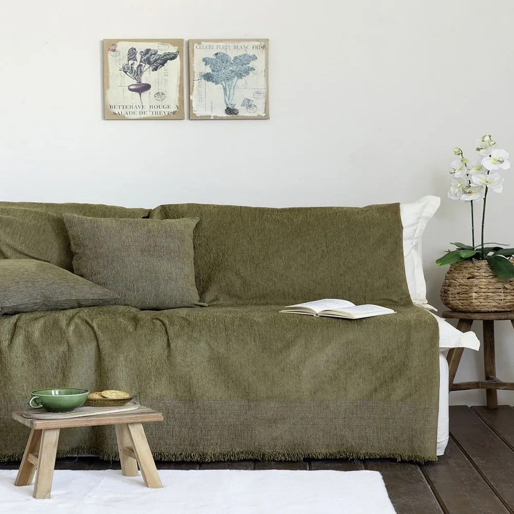 Ριχτάρι Plain Green Nima Τριθέσιο 180x300cm Chenille