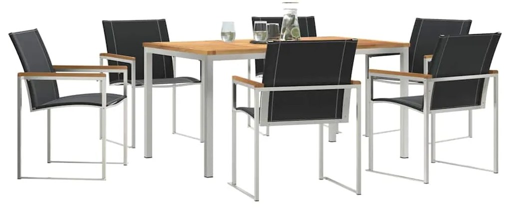 vidaXL Σέτ φαγητού για κήπο 7 pcs Σταθερό Ξύλο Ακακίας