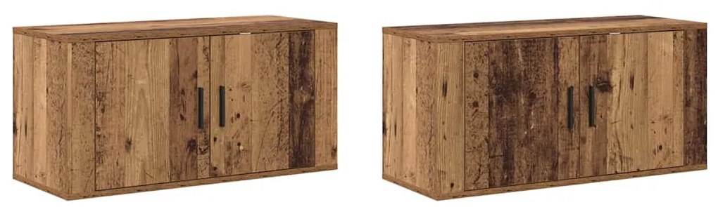 vidaXL Σετ Βαθμιδωτών Ντουλαπιών Τηλεόρασης Επιτοίχιο 2 pcs Παλιό Ξύλο