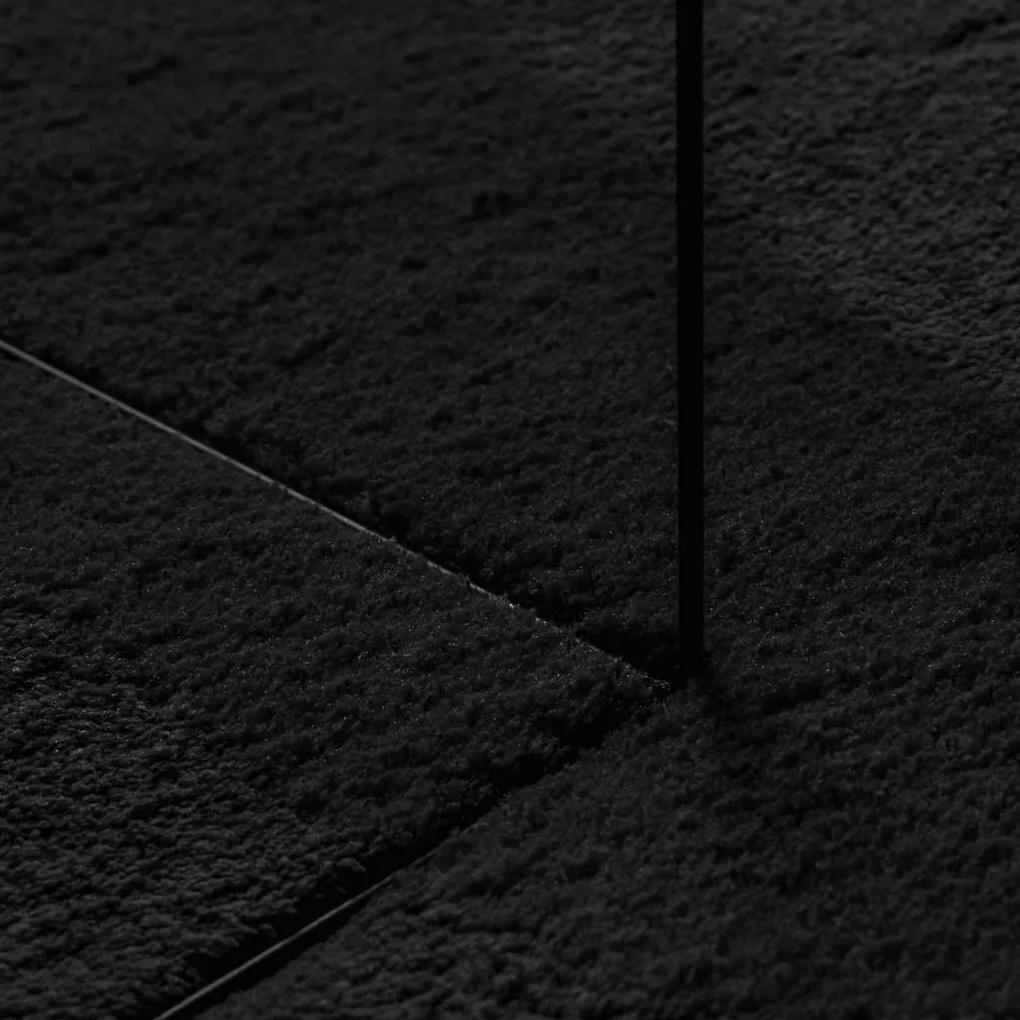 Χαλί HUARTE με Κοντό Πέλος Μαλακό/ Πλενόμενο Μαύρο 120x120 εκ. - Μαύρο