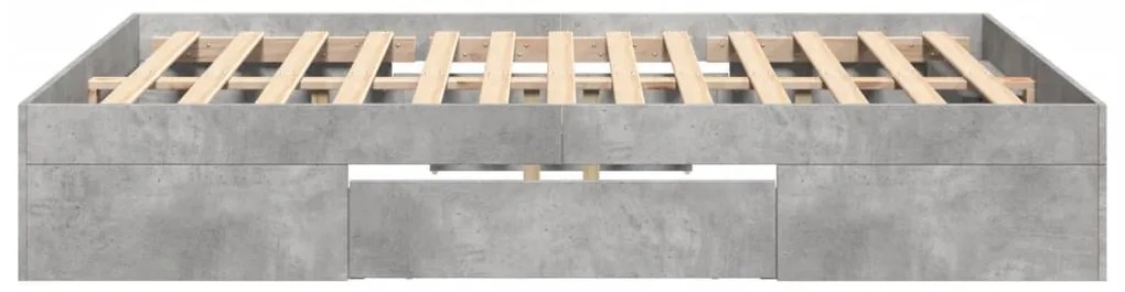 vidaXL Πλαίσιο Κρεβατιού Γκρι Σκυροδέματος 140x200 εκ. Επεξεργ. Ξύλο