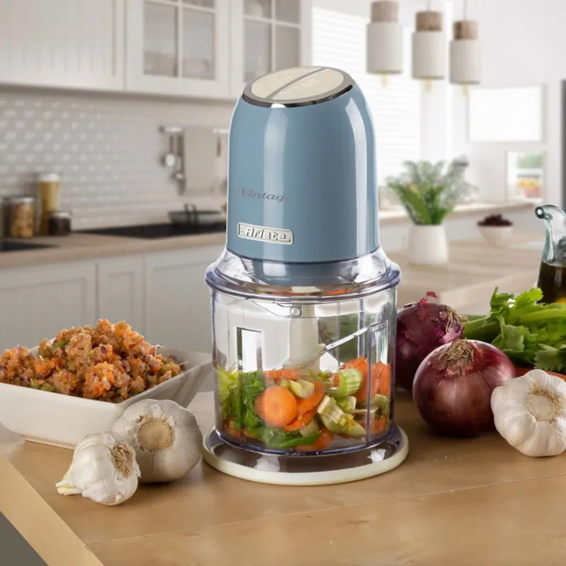 Κόφτης Ariete VINTAGE 0438/05, 400W, 600 ml, 2 ταχύτητες, Ανοξείδωτο, Κούπα με διαβάθμιση, Μπλε
