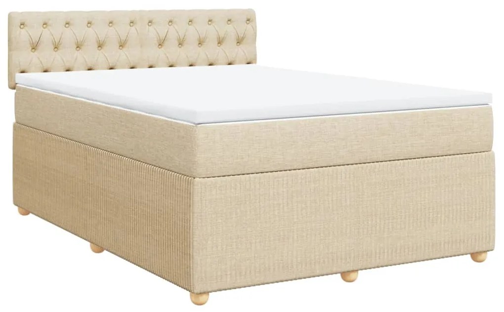 vidaXL Κρεβάτι Boxspring με Στρώμα Κρεμ 160x200 εκ. Υφασμάτινο