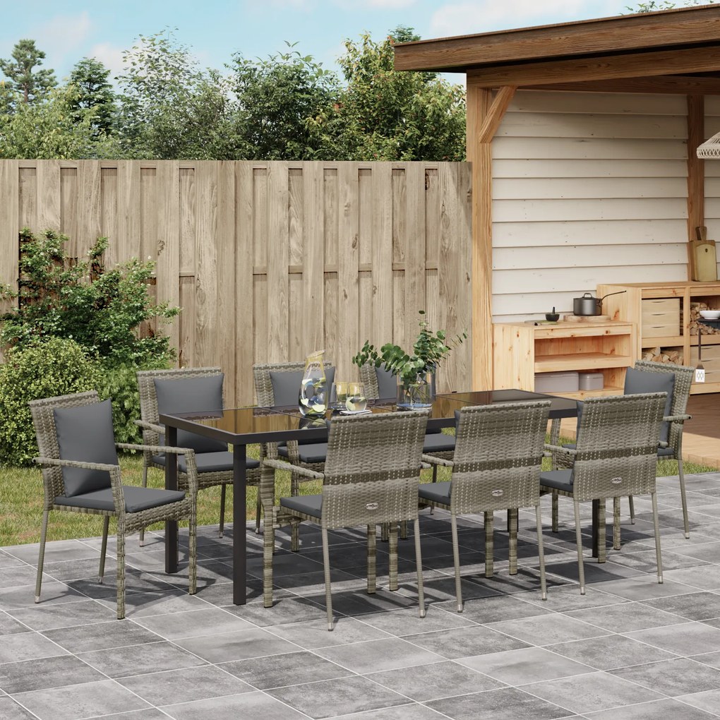 vidaXL Σετ Καρεκλών Κήπου των 4 9 pcs Γκρι 200 x 80 x 73 εκ
