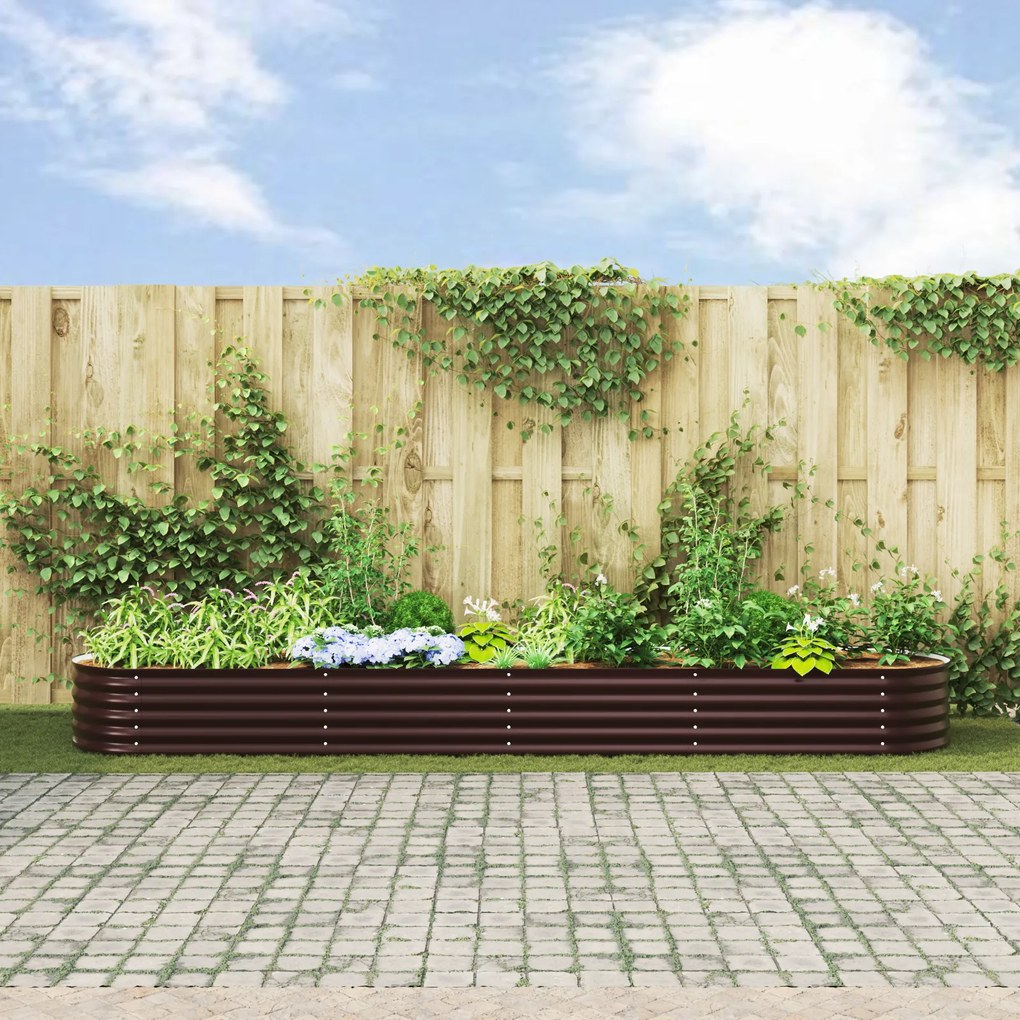 vidaXL Υπερυψωμένη Ζαρντινιέρα Καφέ 400 x 80 x 44 cm Ατσάλι