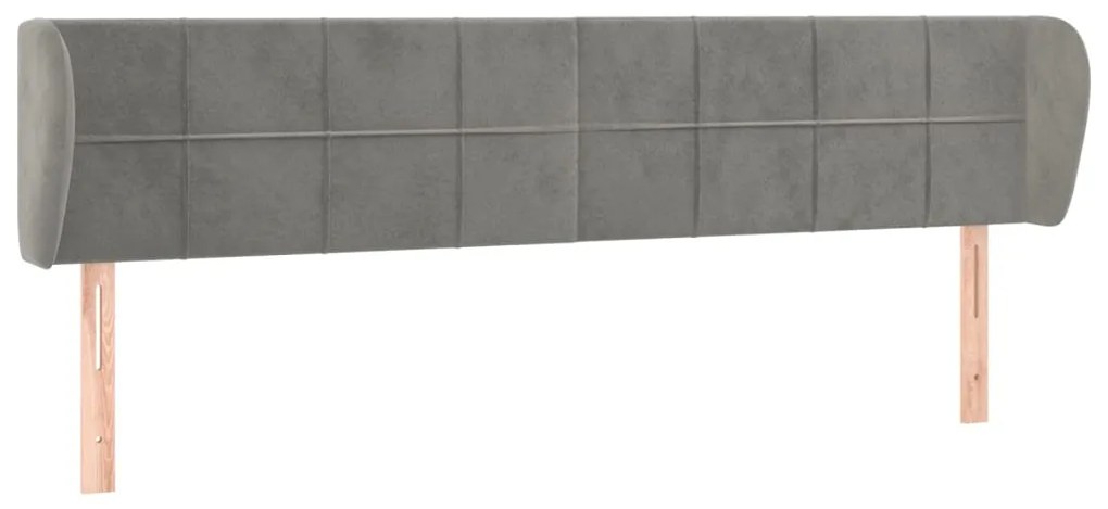 Κεφαλάρι με Πτερύγια Ανοιχτό Γκρι 183x23x78/88 εκ. Βελούδινο 3117204